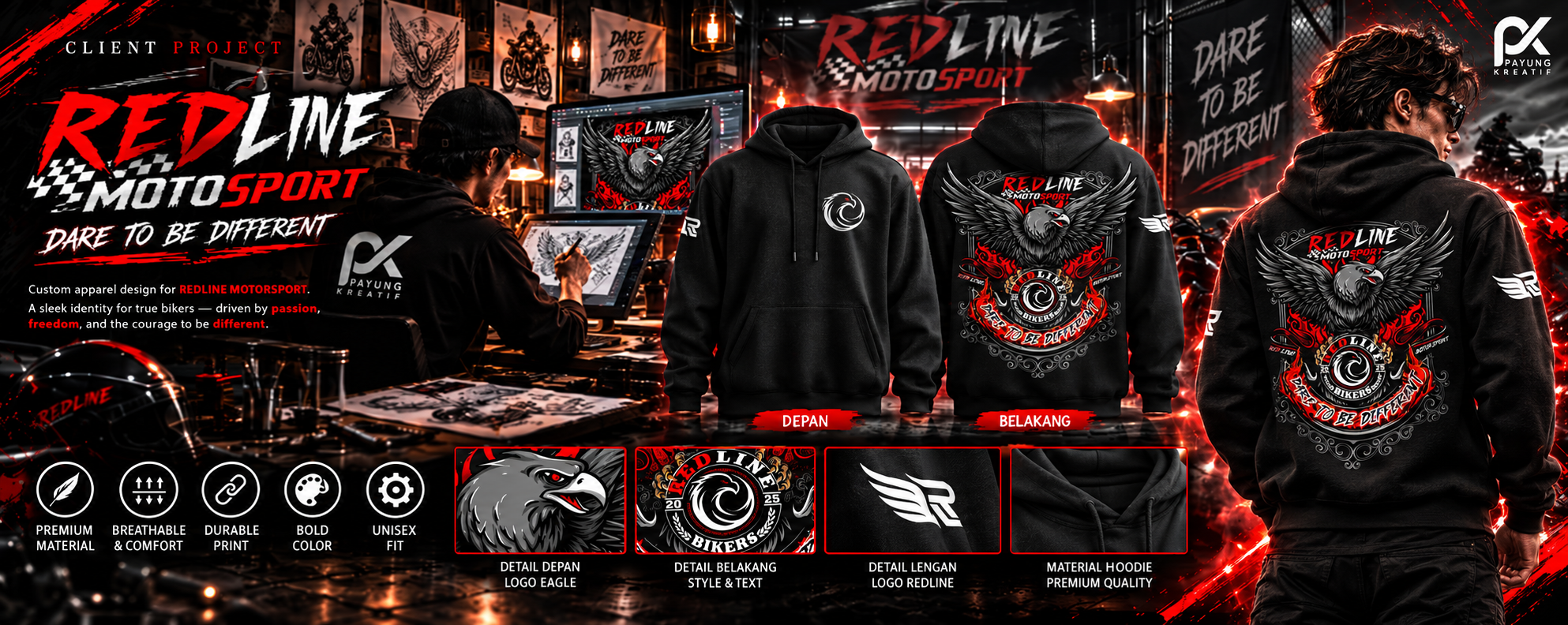 REDLINE MOTORSPORT HOODIE — MOTORSPORT / HOODIE showcase