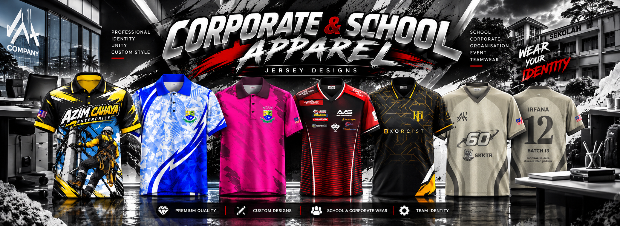 Contoh konsep apparel korporat dan sekolah PAYUNG KREATIF